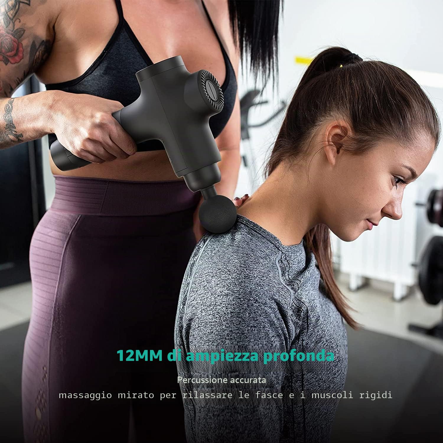 Mebak 3 Pistola Massaggio Muscolare Professionale Pistola Massaggiante Massage Gun Tessuto Profondo Corpo Sollievo Dolore Elettrico Silenzioso Massaggiatore 3200RPM 7 Testa 5 Velocità 12mm Ampiezza