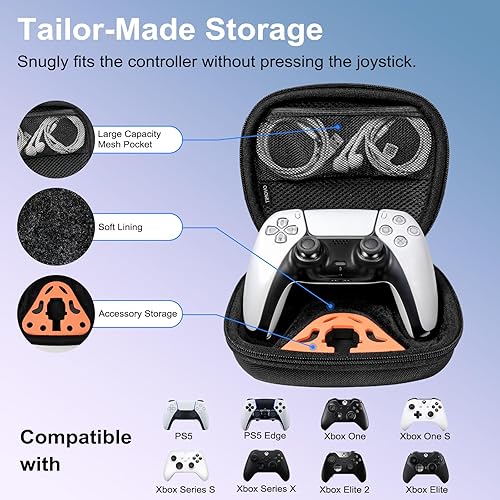 Miniatura 2 de TiMOVO Controller Keyboard Carrying Case for PS5PS5 EdgeXbox Controller, PS5 Travel Case with Accessory Storage Holder, Hard Shell Protective Bag