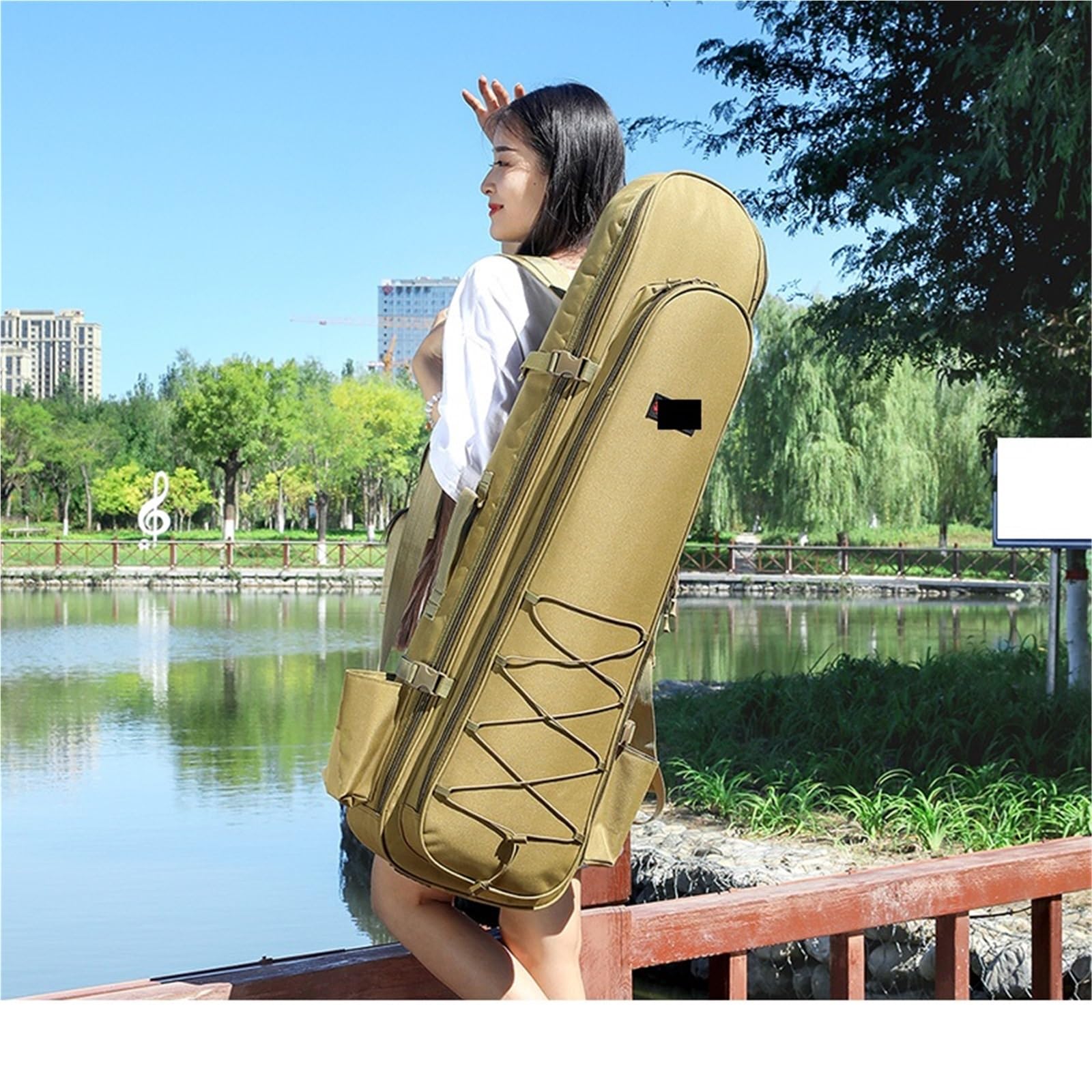 Angelruten-Tasche Angeltasche, Rucksack, Trennung von Trocken- und Nassködern, Angelrutentaschen, große Kapazität, doppellagig, Aufbewahrungstasche for Angelköder, 214 g(Color 2 120cm)