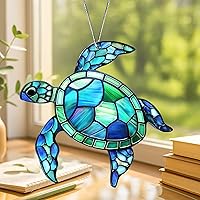 Vista 2 de Adorno acrílico de tortuga marina con tarjeta de historia, regalos de tortuga marina para mujeres, regalos de playa para mujeres, adornos de Navidad