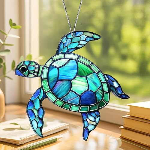 Miniatura 2 de Adorno acrílico de tortuga marina con tarjeta de historia, regalos de tortuga marina para mujeres, regalos de playa para mujeres, adornos de Navidad