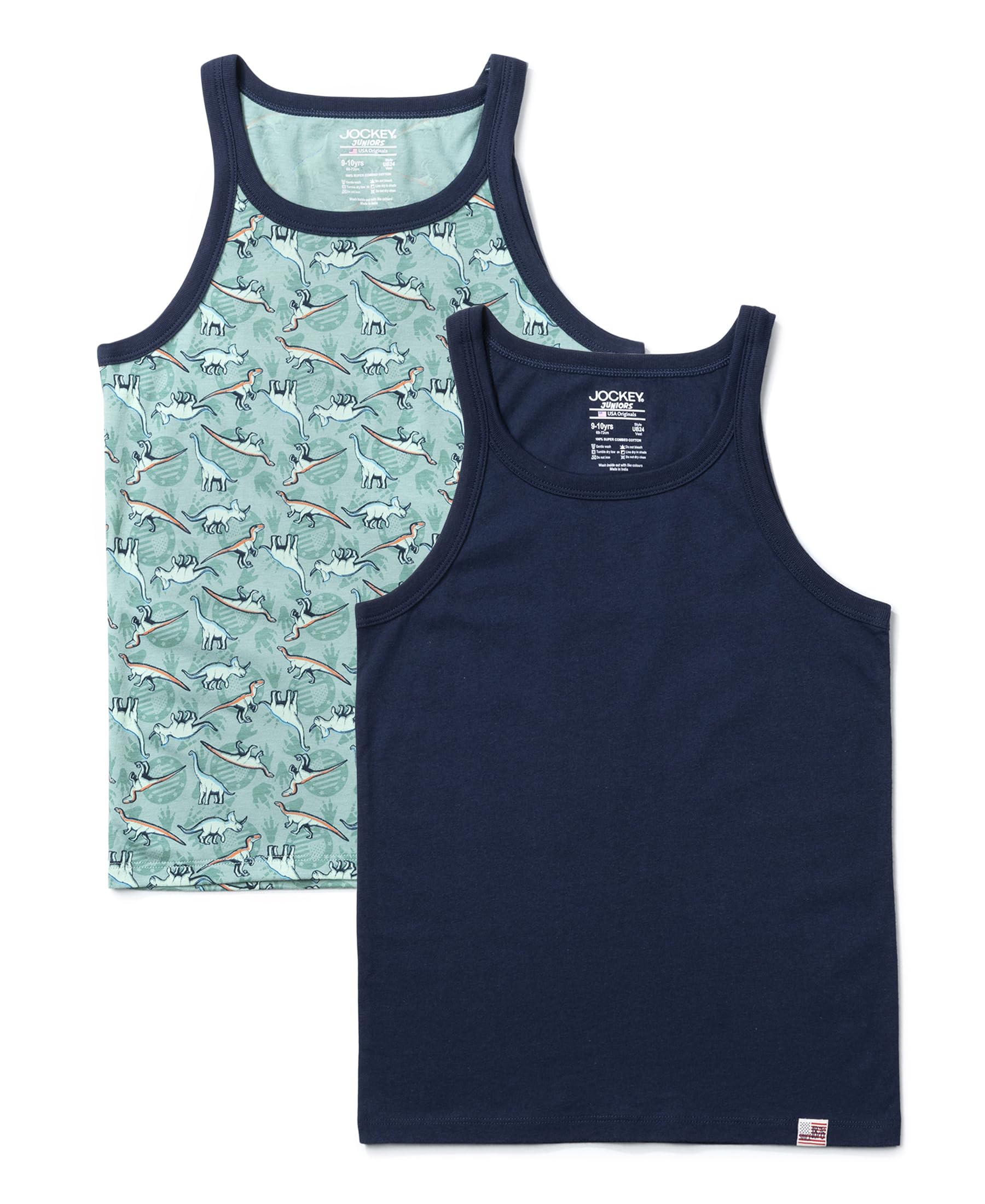 Jockey UB24 Boy's Super Combed Cotton Printed Round Neck Regular Fit Sleeveless Vest (Pack of 2_Colors & Prints May Vary)