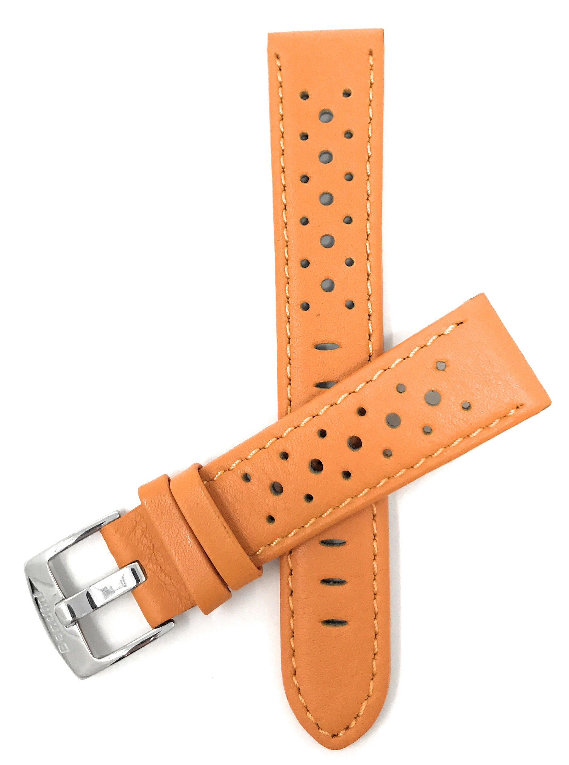 Mens Leather Rally Strap, Perforated Racing Watch Band, 18-24mm, Reg/XL
