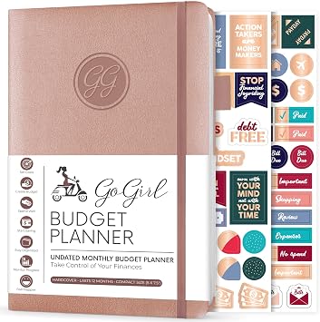 GoGirl Budget Planner Monthly Financial Planner Organizer Budget Book. Expense Tracker Notebook Journal to Control Money, Compact Rose Gold