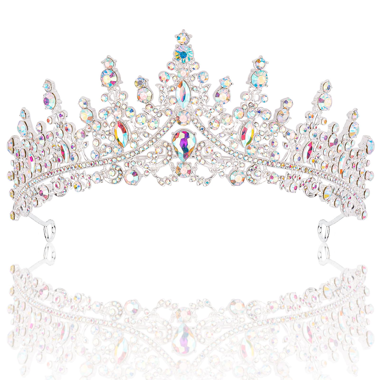 TOBATOBA AB Silver Wedding Tiara for Women Crystal Tiaras and Crowns for Women Wedding Tiaras for Bride Royal Queen Crown Headband Princess Quinceanera Headpieces for Birthday Prom Pageant Party