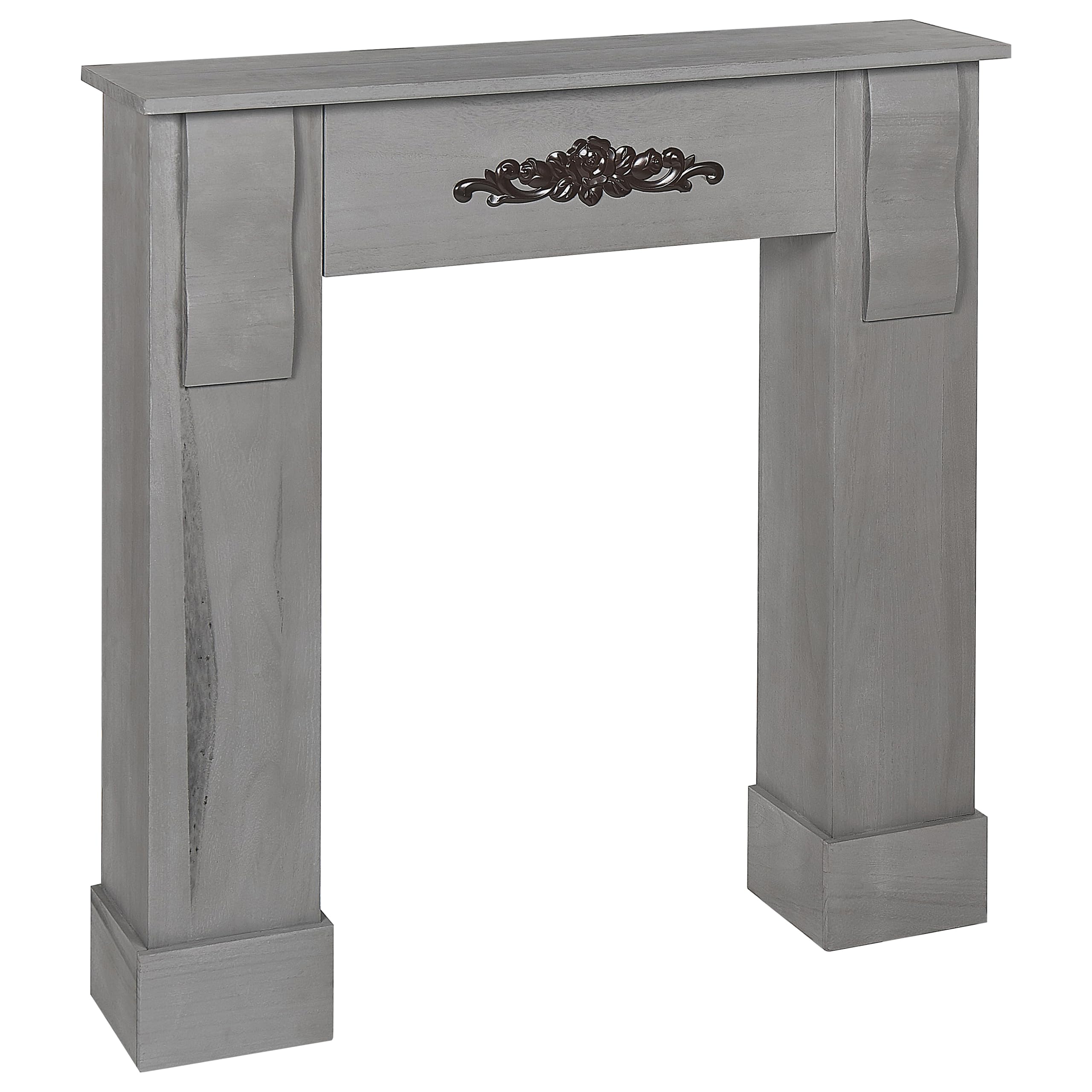 Deko-Kaminumrandung Paulownia-Holz grau 97 x 99 cm Kaminkonsole Retro Mandre