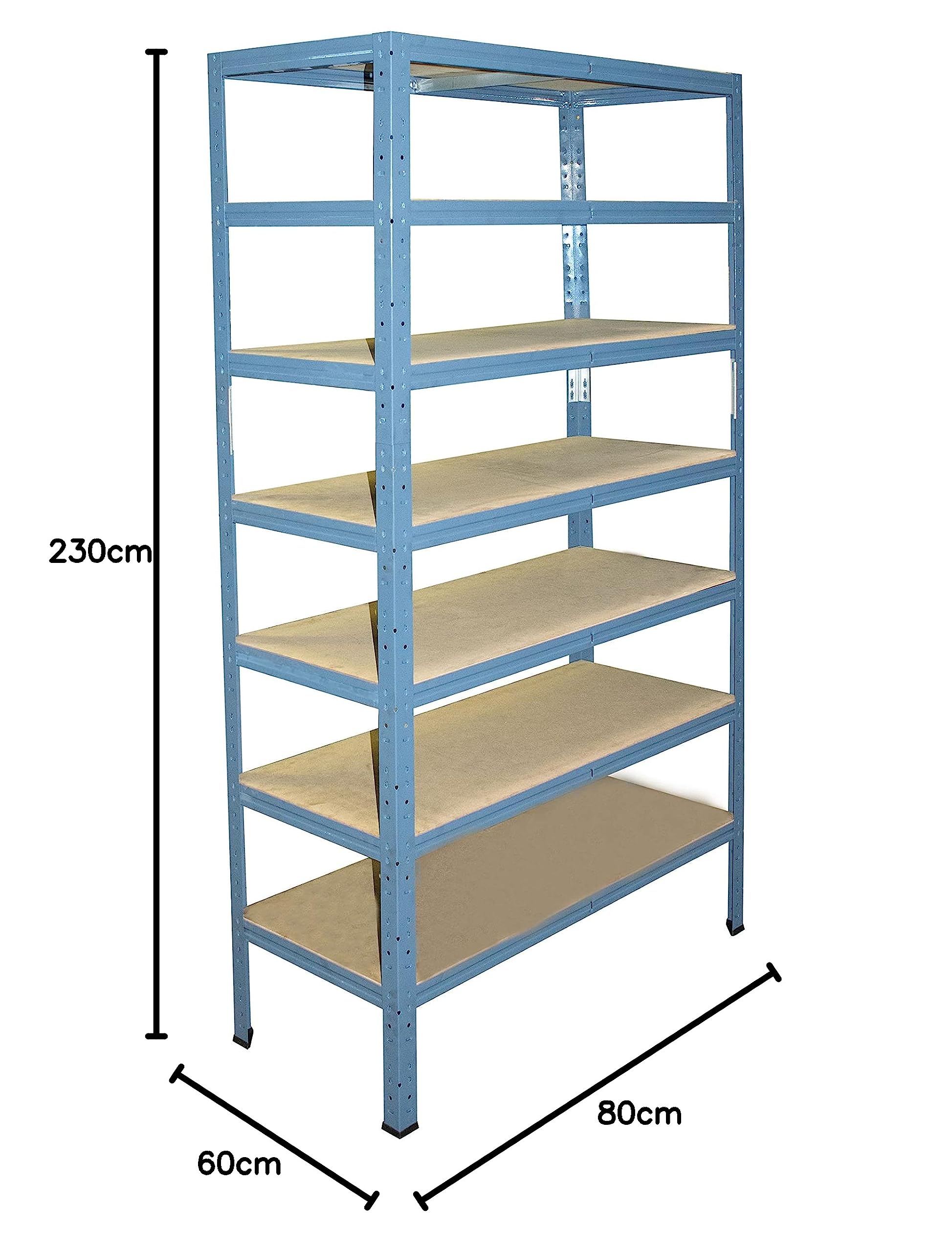 Shelfplaza® Étagère Charge Lourde Galvanisée 200x80x23cm - 7 Niveaux 125kg Par Niveau - Métallique Robuste
