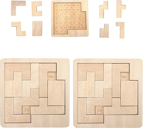 Miniatura 7 de Rompecabezas de calendario diario, rompecabezas de madera para adultos, un rompecabezas para desafiar más de 365 fechas, rompecabezas de lógica de