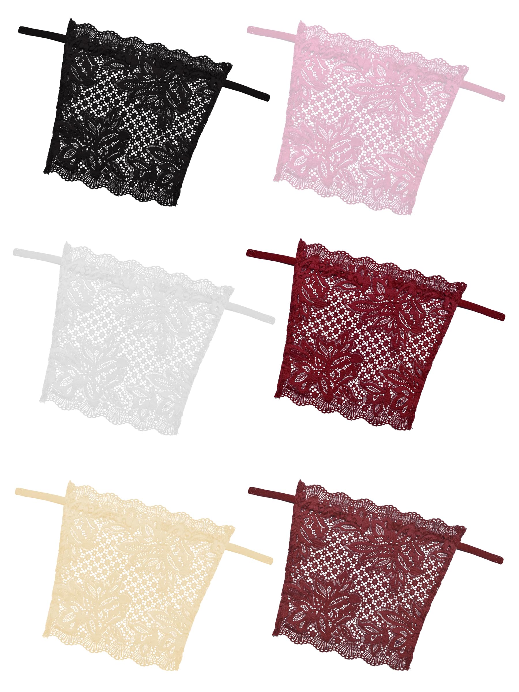 muselot Neckline Cover Up Set for Women Pack of 6 - Clip On Lace Panels for Low Neck Outfits in Black, White, Beige, Baby Pink, Maroon & Burgundy | Mockers-picture-42