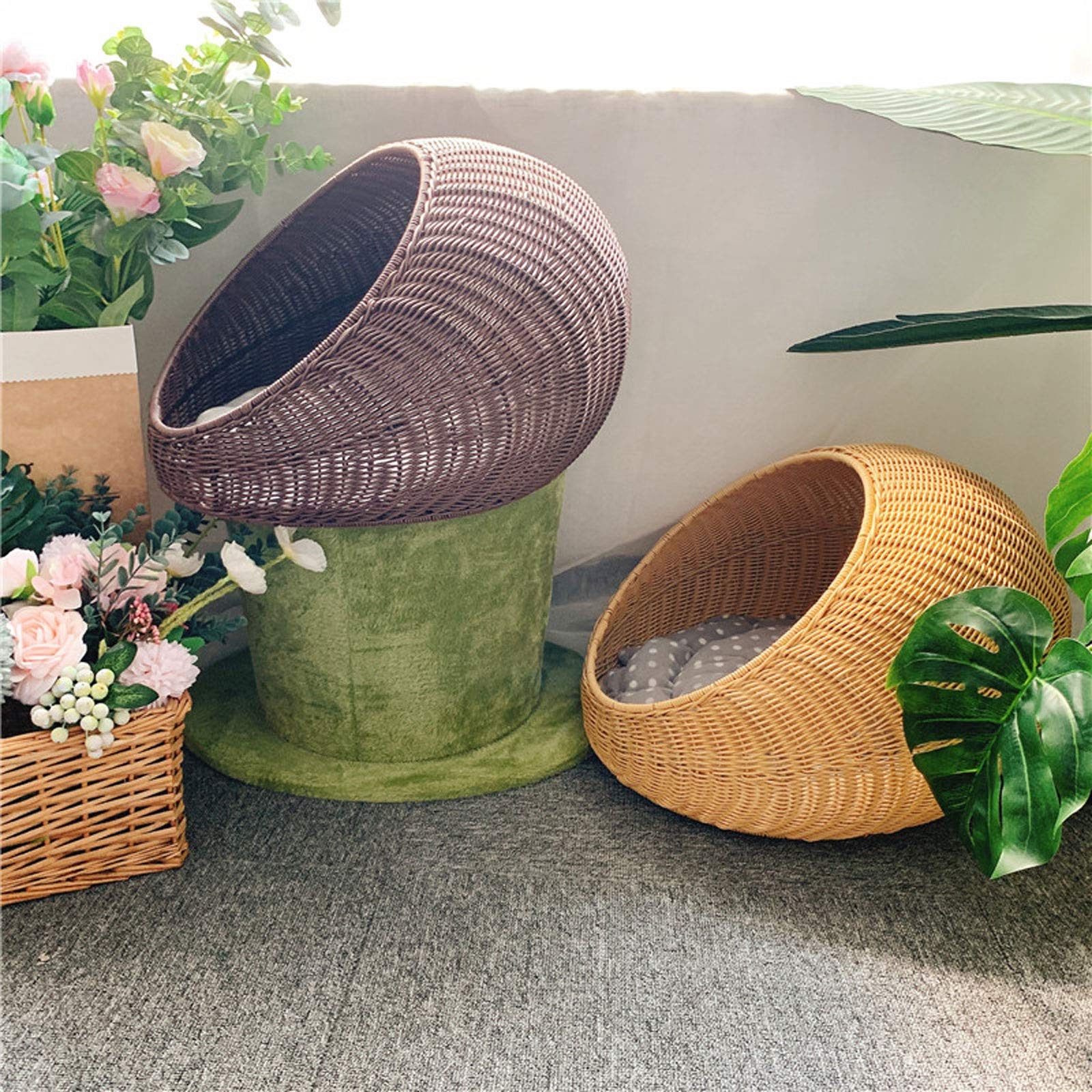 Hunde und Katzen Pet Pad Rattan-runder Bett für Katzen oder kleines Hundekorb Haustierhaus, Früchte und dekorative Sammlungen in Küchen und Wohnbereiche. Haustierbett