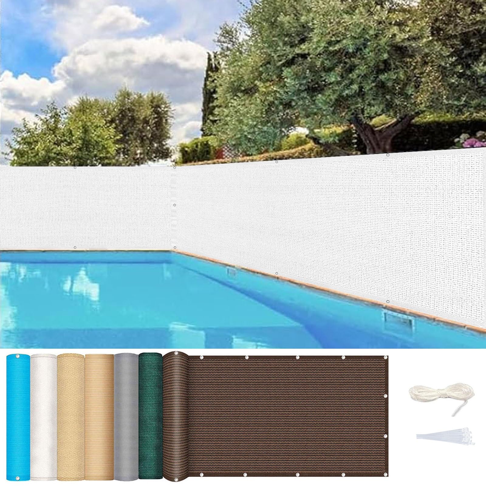 Brise vue pour balcon 60 x 300 cm blanc oeillets cordons cloture jardin