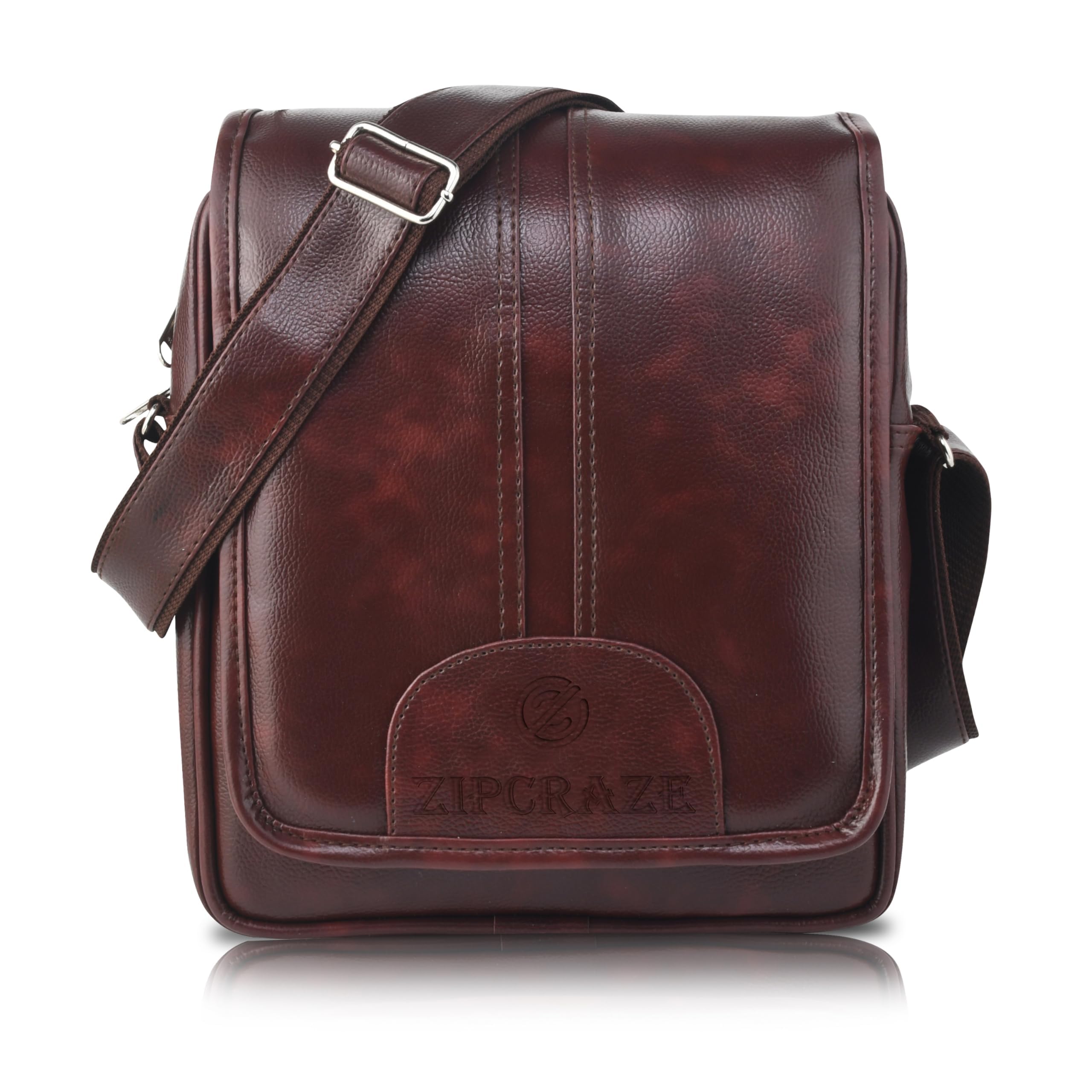 ZIPCRAZE Genuine Leather Sling Bag for Men – Office Bag | Synthetic Leather Crossbody Sling Bag | Cross Body Travel Office One Side Shoulder Bag for Men Women-picture-29