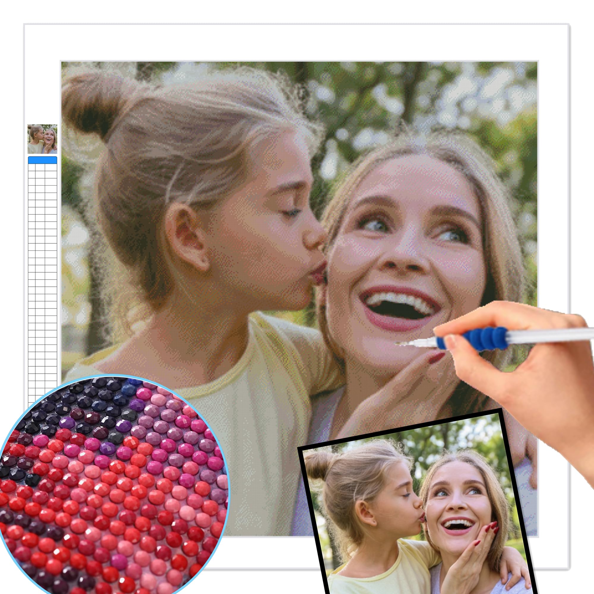 Xcdsf Personalised Diamond Art Kits for Adults - Create Your Own, Full Drill Embroidery Custom Art Pictures (60 x 80 Round Drill)