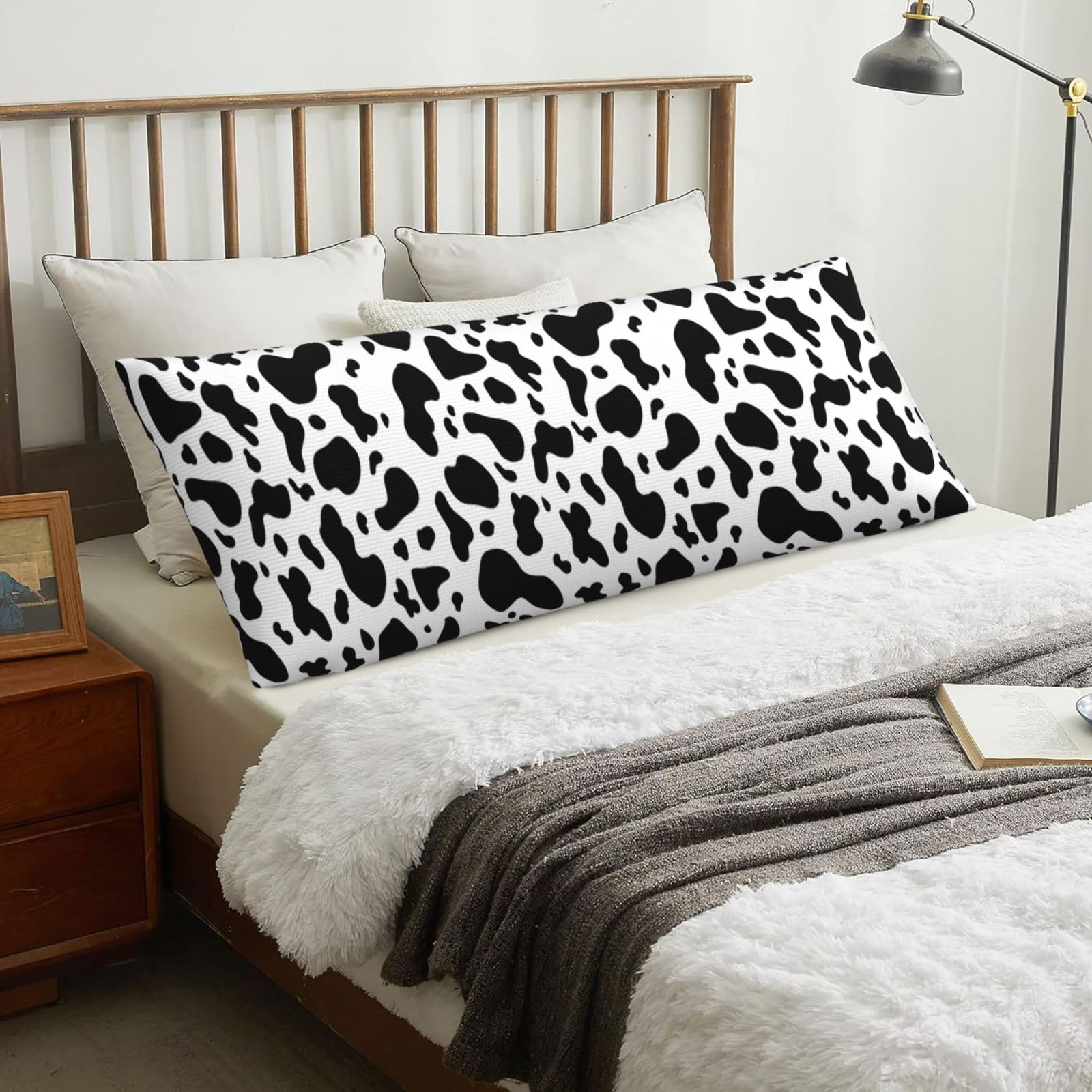 Cow Spots, Body Pillow Cover with Zipper,Long Body Pillowcase 20 x 60 in