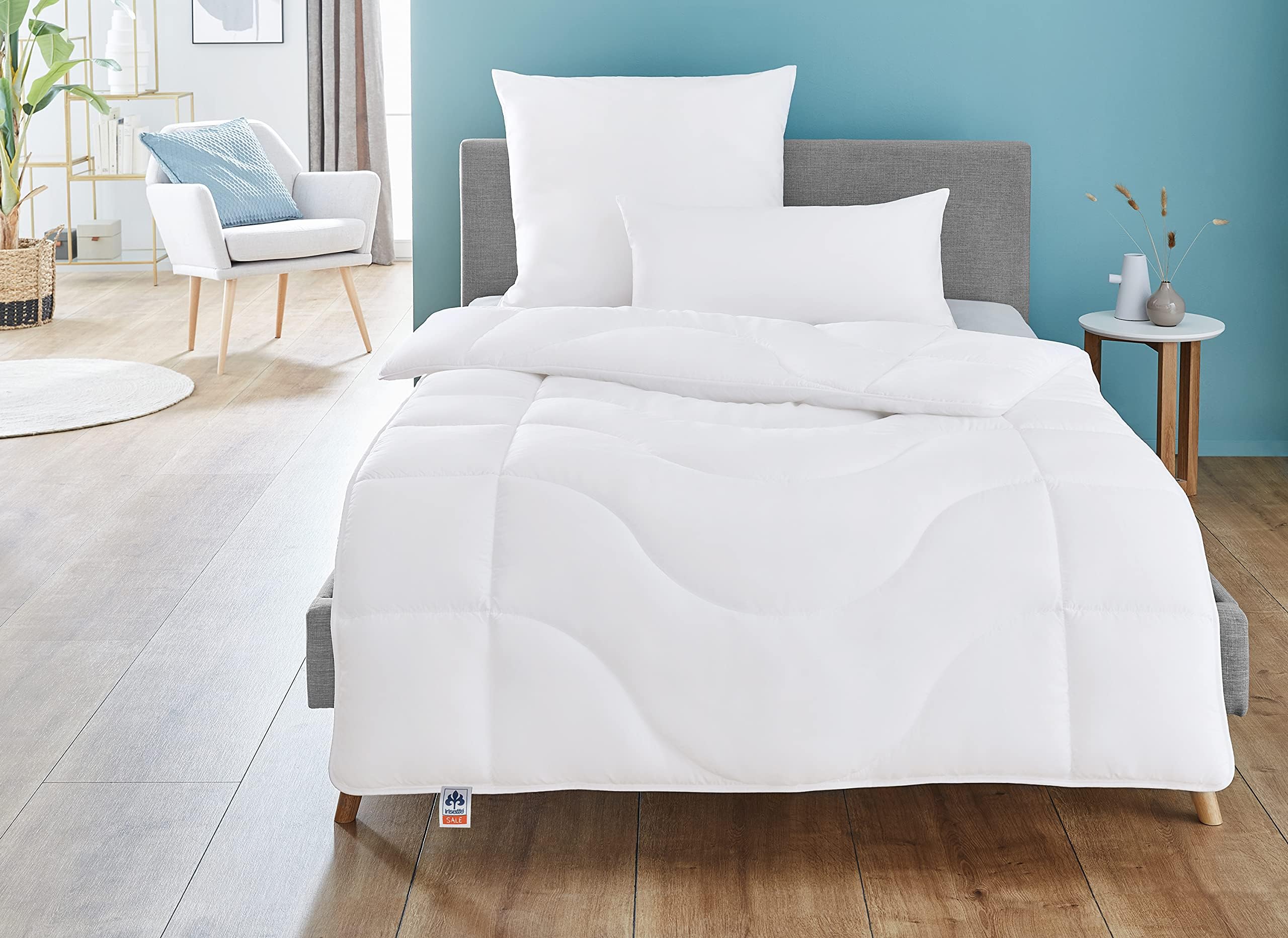 Irisette Lotte ciepła kołdra zimowa – wyprodukowana w Niemczech – kołdra pikowana z tkaniny Top Cool, nadaje się do prania w 95 stopniach, w zestawie torba do przechowywania, 155 x 220 cm, biała,