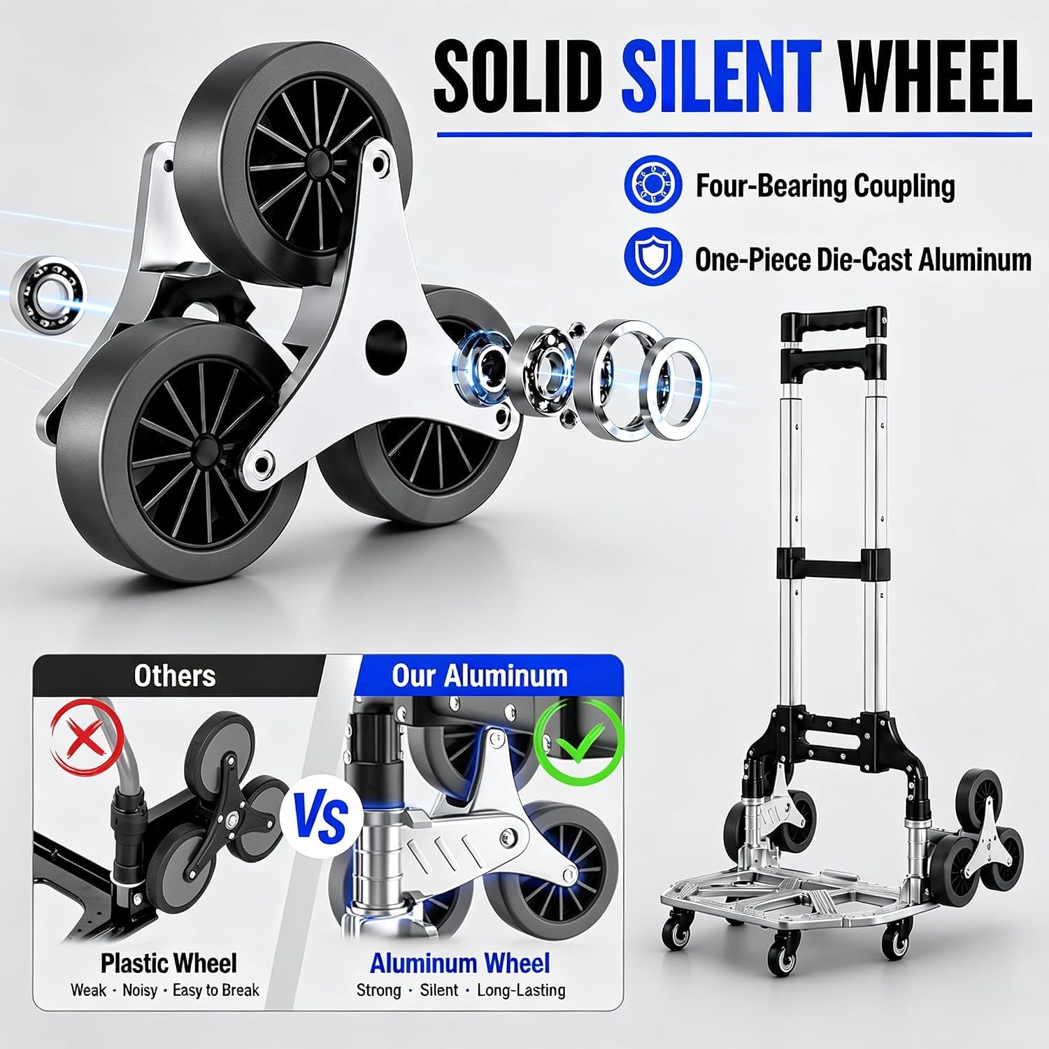 Stair Climbing Cart, 330LB Capacity Collapsible Stair Climbing Dolly