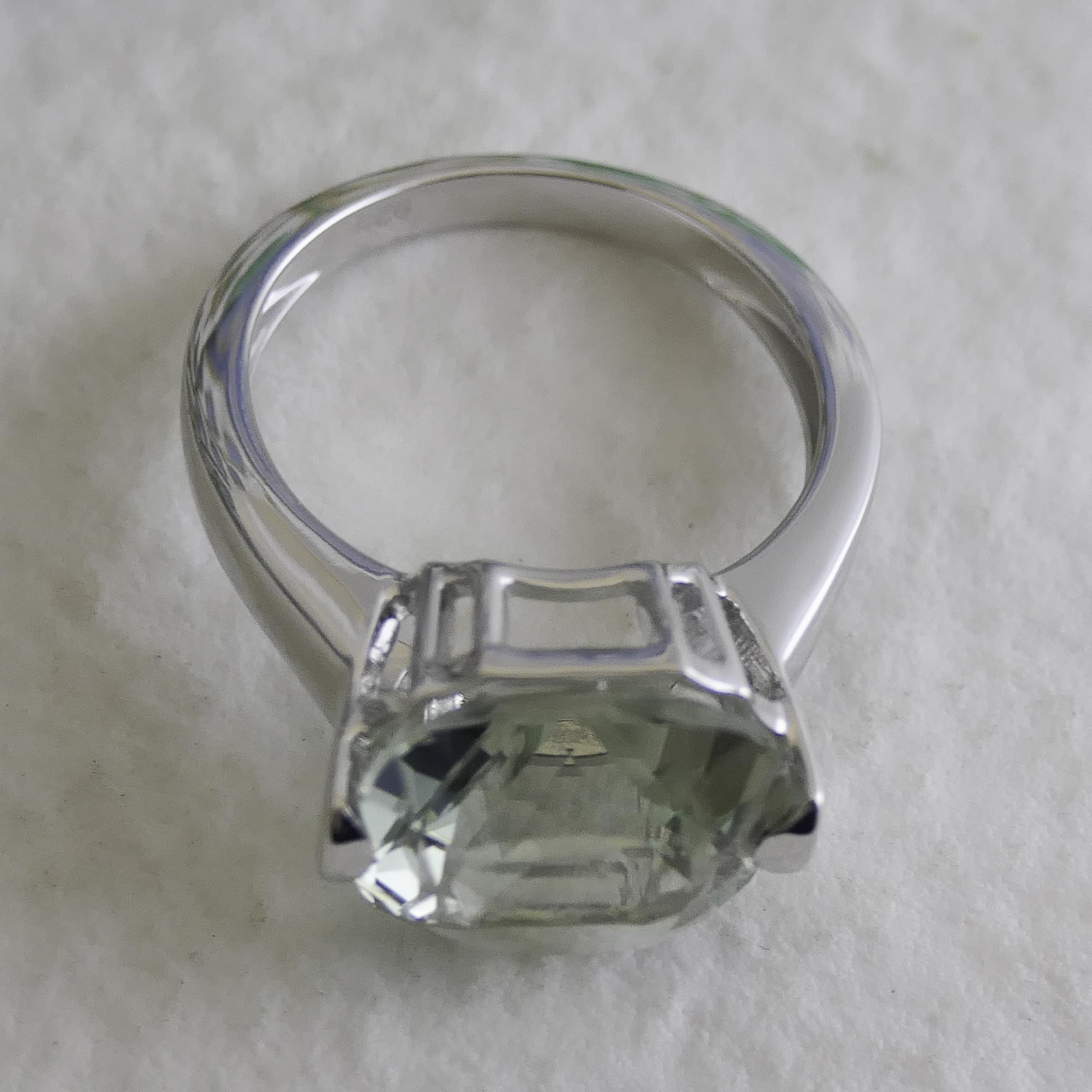 Anillo de amatista verde con corte cojín - Joyería de plata de ley 925 - Elegante anillo de cóctel con piedra preciosa facetada
