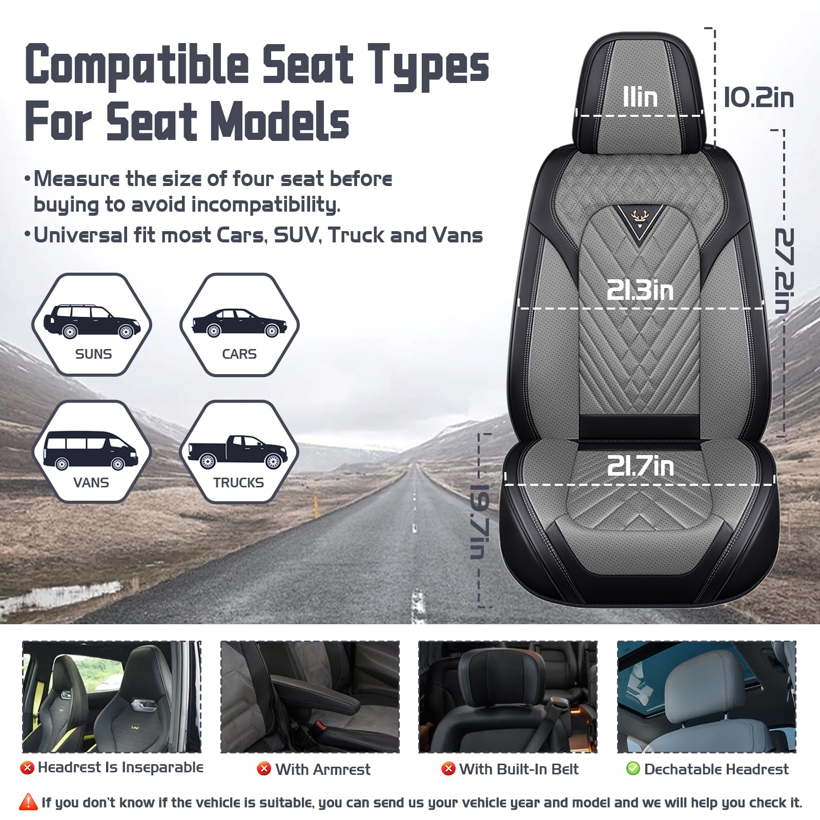 Car Seat Covers for Dodge Dakota 2000-2011 Waterproof Nappa Leather Full Set Seat Cover with Headrests Anti-Slip and — view 7