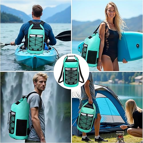 Miniatura 7 de Pimoys Bolsa seca, mochila impermeable de 25 L, bolsas secas para kayak para mujeres y hombres, bolsa de viaje al aire libre enrollable para