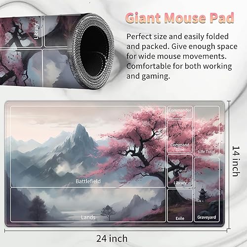 Miniatura 2 de Tapete de juego para MTG, tapete de juego de cartas, base de goma antideslizante y cosido, tapete de juego TCG de 24 x 14 pulgadas para MTG y otros