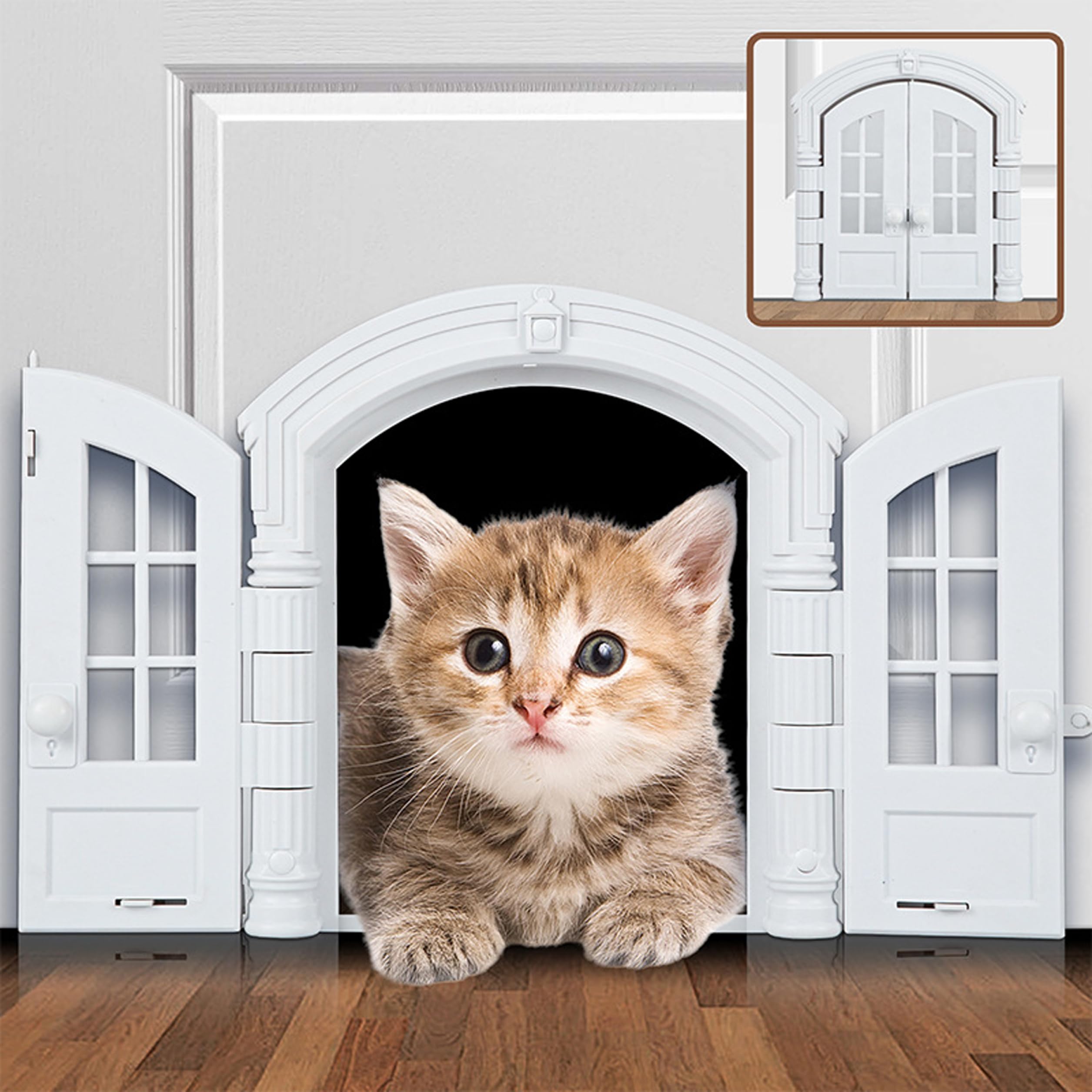 Porte intérieure pour chat, porte intérieure pour chat sans rabat pour chats et petits chiens, portes sécurisées et verrouillables pour animaux de compagnie, blanc, 9, 45 × 10, 83 × 2, 83 pouces, fou