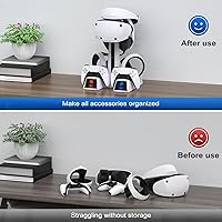 Vista 6 de Estación de carga RGB para PSVR 2/PS5 Edge/controlador PS5 con adaptador de CA, soporte PSVR2 con accesorios PS VR2 para auriculares PS5VR2