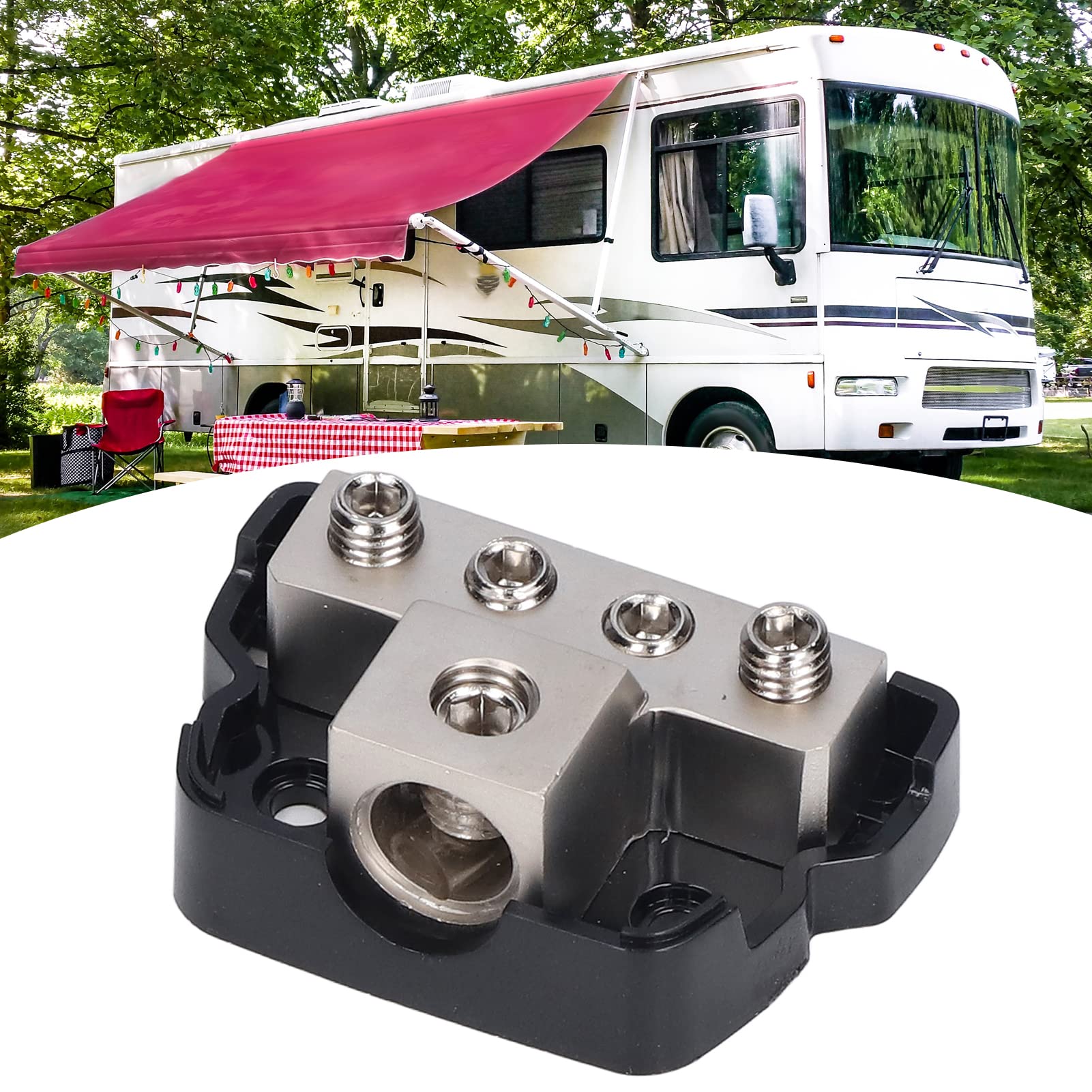 Blocco di Distribuzione Dell'alimentazione a 4 Vie Portafusibile per Amplificatore Distributore di Terra Splitter Amplificatore Audio per Auto per Amplificatore per Auto Audio Splitter