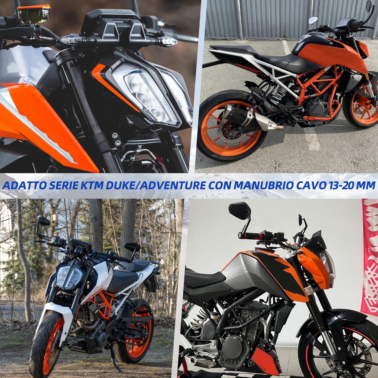 Specchietto retrovisore per moto ANEELV, girevole a 360°, certificato E, in lega di alluminio lavorata a CNC, set di specchietti retrovisori universali (uno sinistro e uno destro, confezione da due)