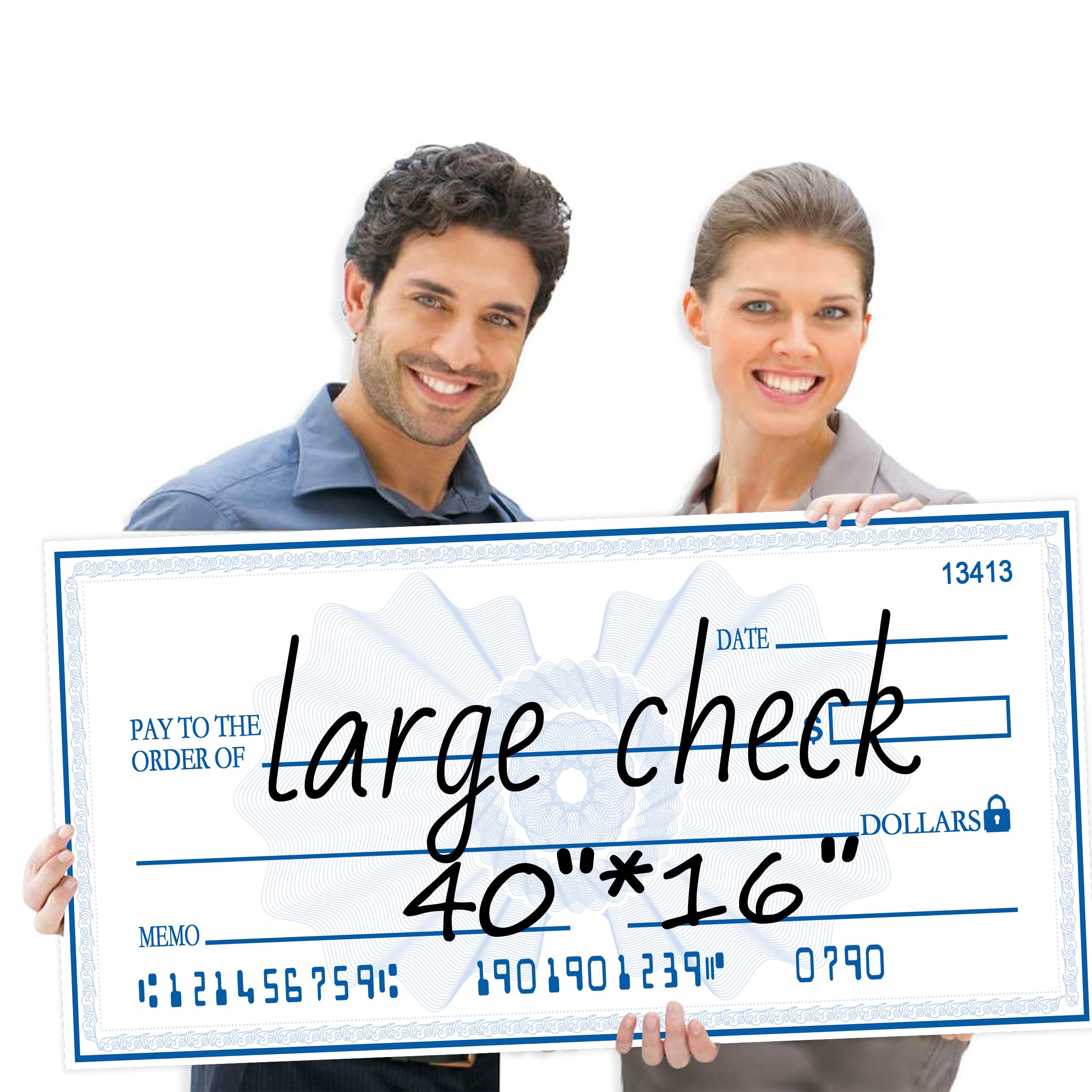 40" x 16" Reusable Fake Check Large Check - Giant Check Big Checks for Presentation, Endowment Donations, Fundraisers, Retirement,Charity & Donation Events