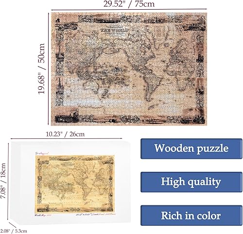 Miniatura 8 de Bristlegrass Rompecabezas de madera de 500 piezas de pinturas famosas de Van Gogh, camino con ciprés y estrella, regalos de arte, coleccionables,