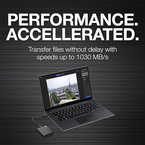 Miniatura 2 de Seagate One Touch SSD 500GB SSD externo portátil – Negro, velocidades de hasta 1030MB/s, suscripción Mylio Photo+ de 6 meses, plan de copia