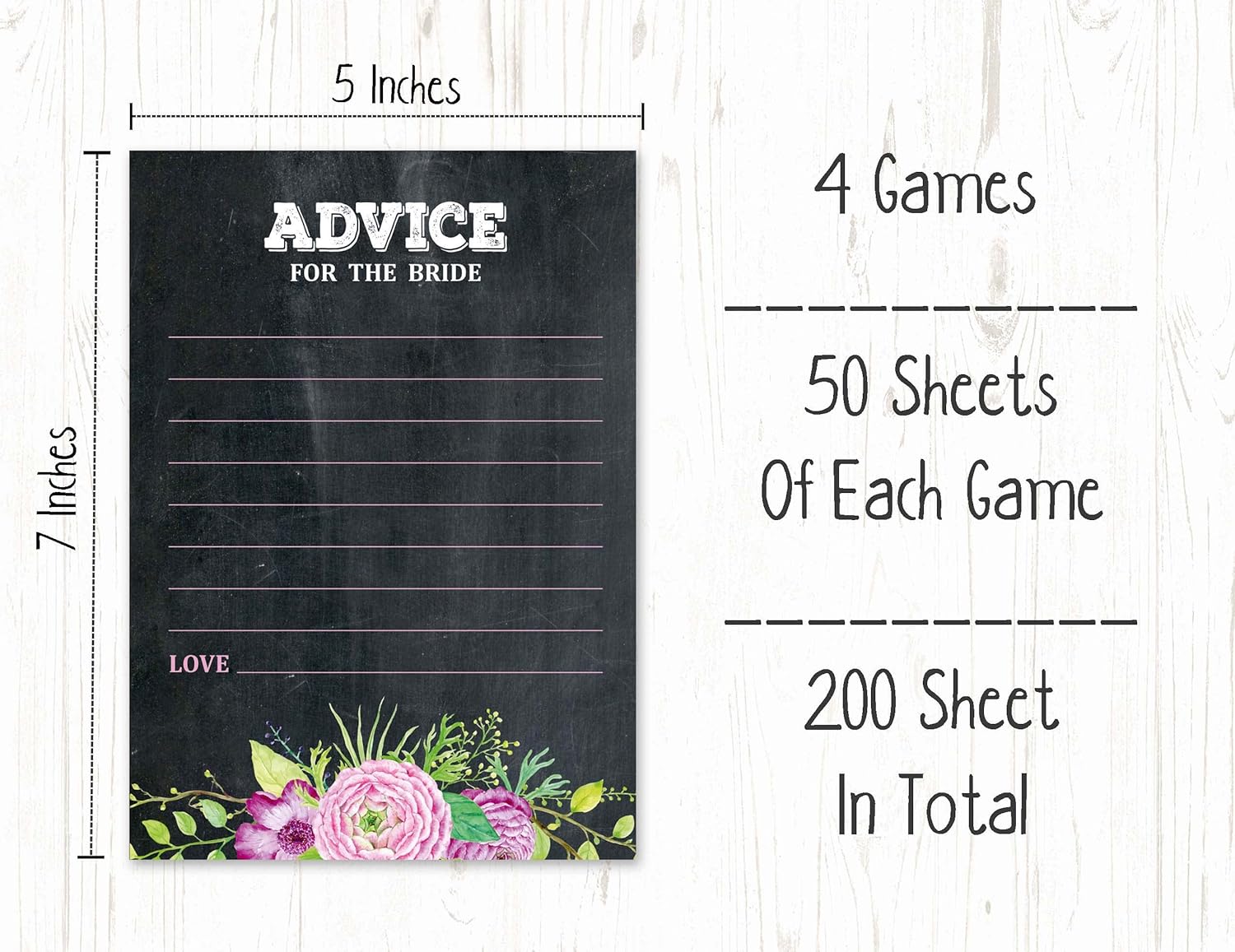 Bridal Shower Games Set of 4(50 Sheets Each) Floral Tea Party Fun Bachelorette Party Games Set Bundle