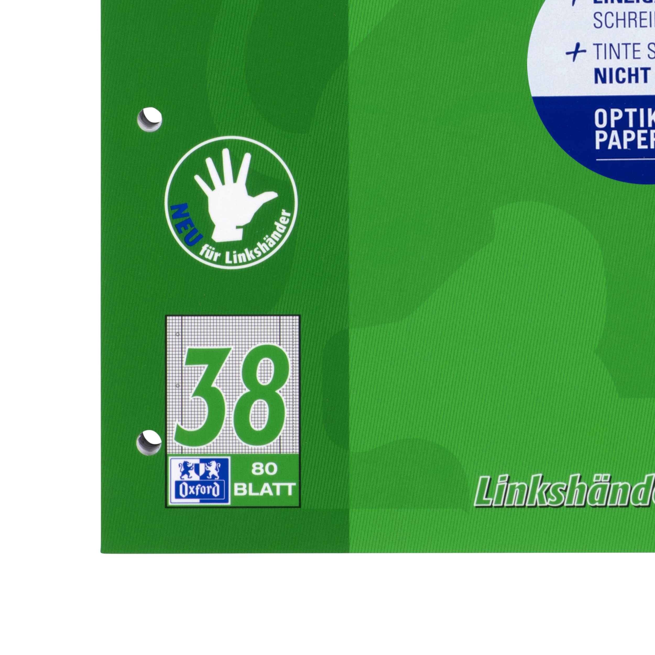 Oxford 100050405 - Cuaderno de espiral (para zurdos, 10 unidades, cuadriculado, 80 hojas, A4, 90 g/m²)