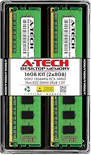 A-Tech 16GB Kit (2x8GB) DDR3 1866MHz PC3-14900 CL13 UDIMM 2Rx8 1.5V Non-ECC DIMM 240-Pin Desktop RAM Memory Upgrade Modules