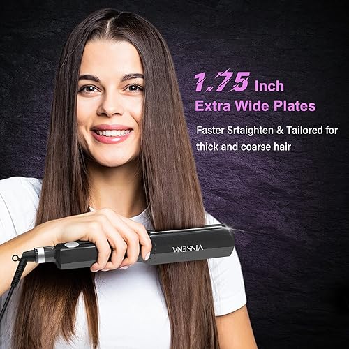 Miniatura 2 de Plancha de pelo de 15 pulgadas de ancho 14 niveles de temperatura ajustable plancha alisadora de titanio profesional con placas flotantes 3D de