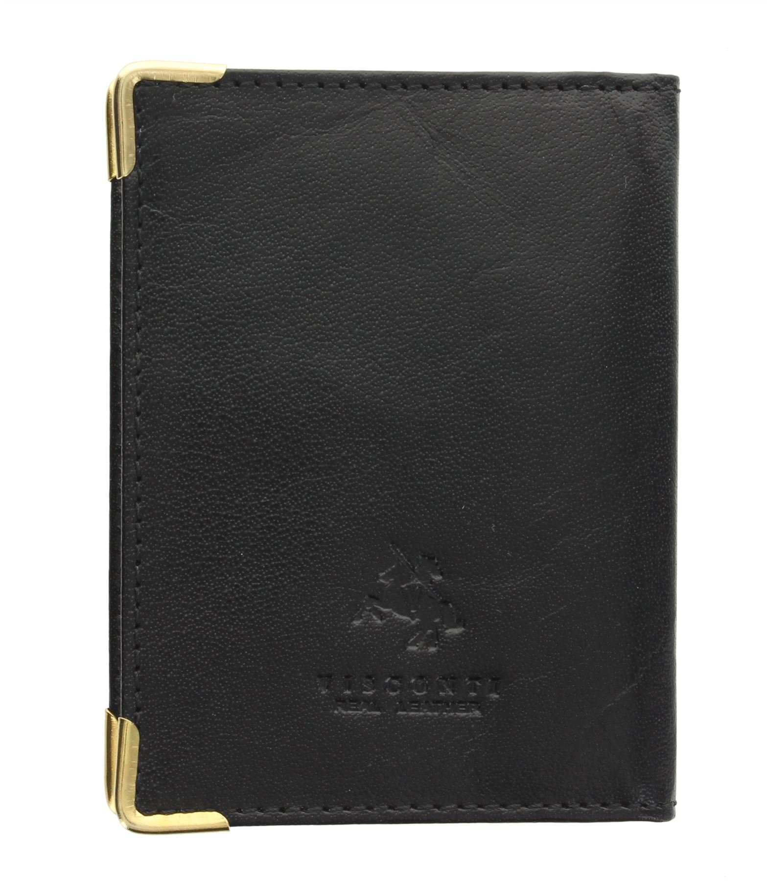 Visconti Portatarjeta de Viaje de Cuero con Protectores de Esquinas de Metal TC5 Negro