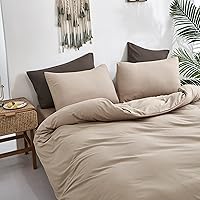 Vista 187 de CLOTHKNOW Juego de edredón de 3 piezas de color marrón caramelo, tamaño individual/individual XL, color terracota suave, color óxido con 2 fundas