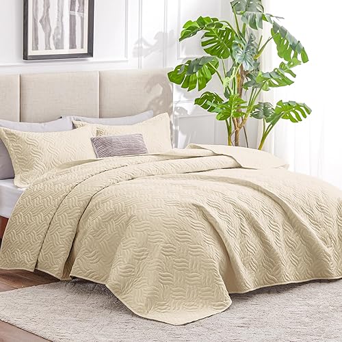 Vista 28 de Love's cabin Colchas para cama Queen de color blanco, colcha suave de verano, colcha de microfibra ligera, colcha de estilo moderno