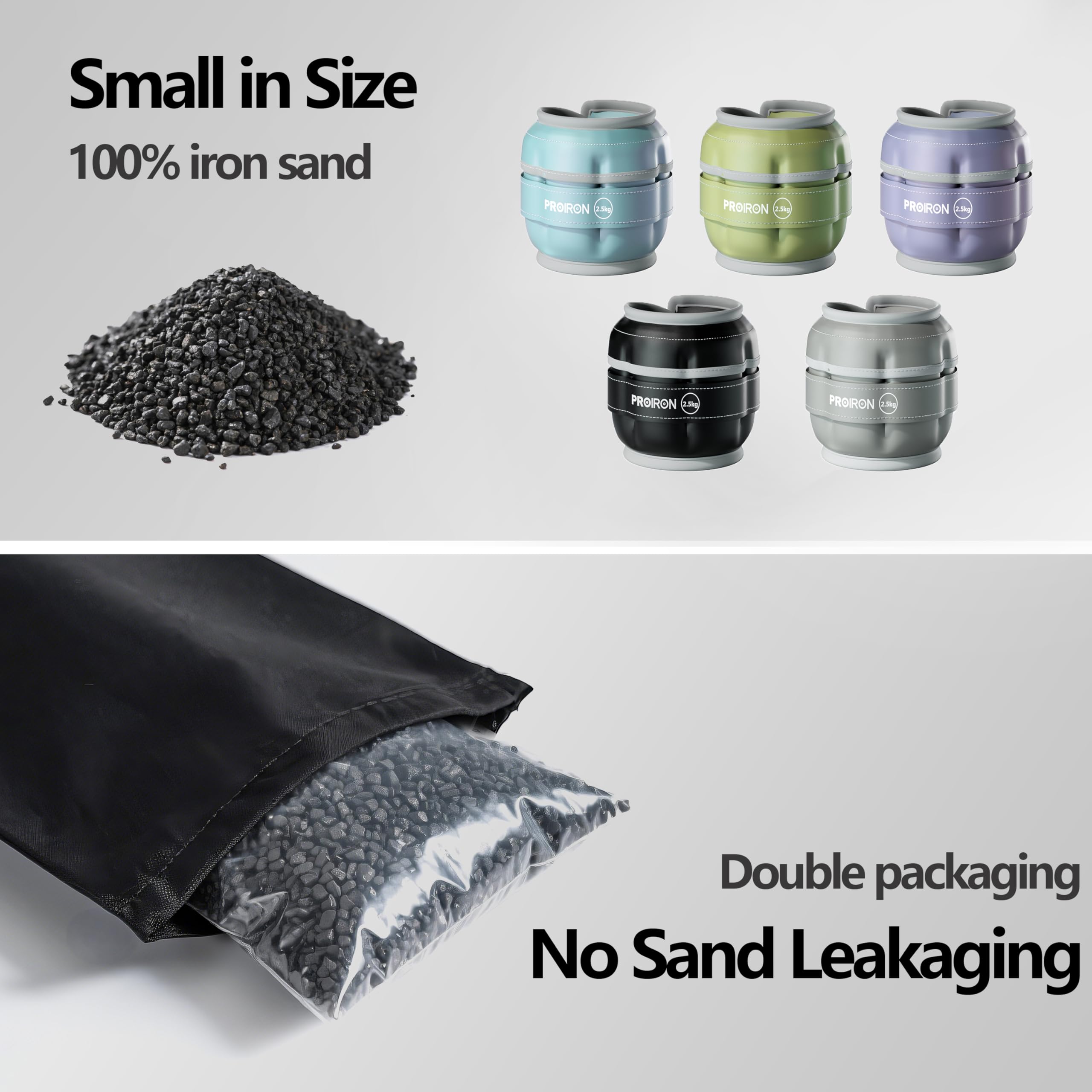 PROIRON Verstellbare Knöchelgewichte 2 Set, Handgelenkgewichte mit 5 auslaufsicheren Sandsäcken (0,5 kg - 2,5 kg), langlebige armgewichte und beingewichte manschetten für Aerobic, Walking, Joggen