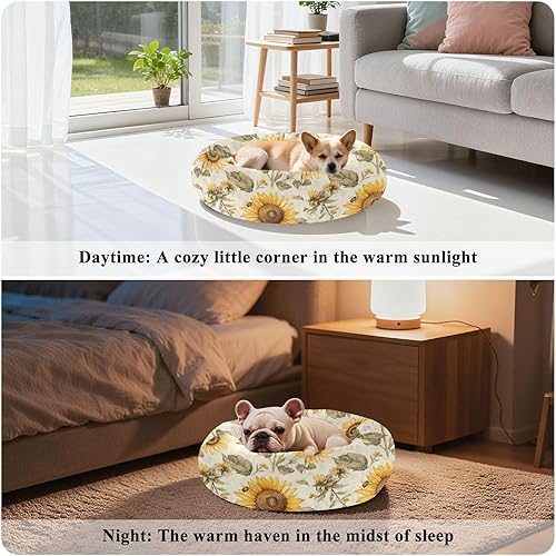 Miniatura 4 de Pet Dog Beds Relieve Stress Fluffy Dog Pillow Bed for Small Size Pets Sleeping M Aesthetic Sunflower Neutral