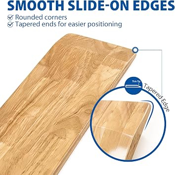 Blue Jay Rubberwood Transfer Board for Wheelchair - 8 x 24 Heavy Duty Solid Surface Slide Board for Patient Transfers - Tapered Ends, Smooth Finish - Mobility Aid for Bed, Car, Chair