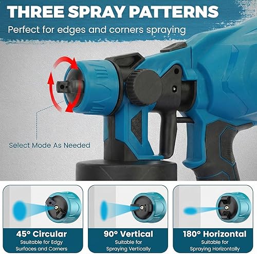 Miniatura 3 de Cordless Paint Sprayer with 2 Batteries, 600W High Power HVLP Spray Gun for House Painting, Fence, Cabinets, Handheld Electric Paint Gun with 800ml