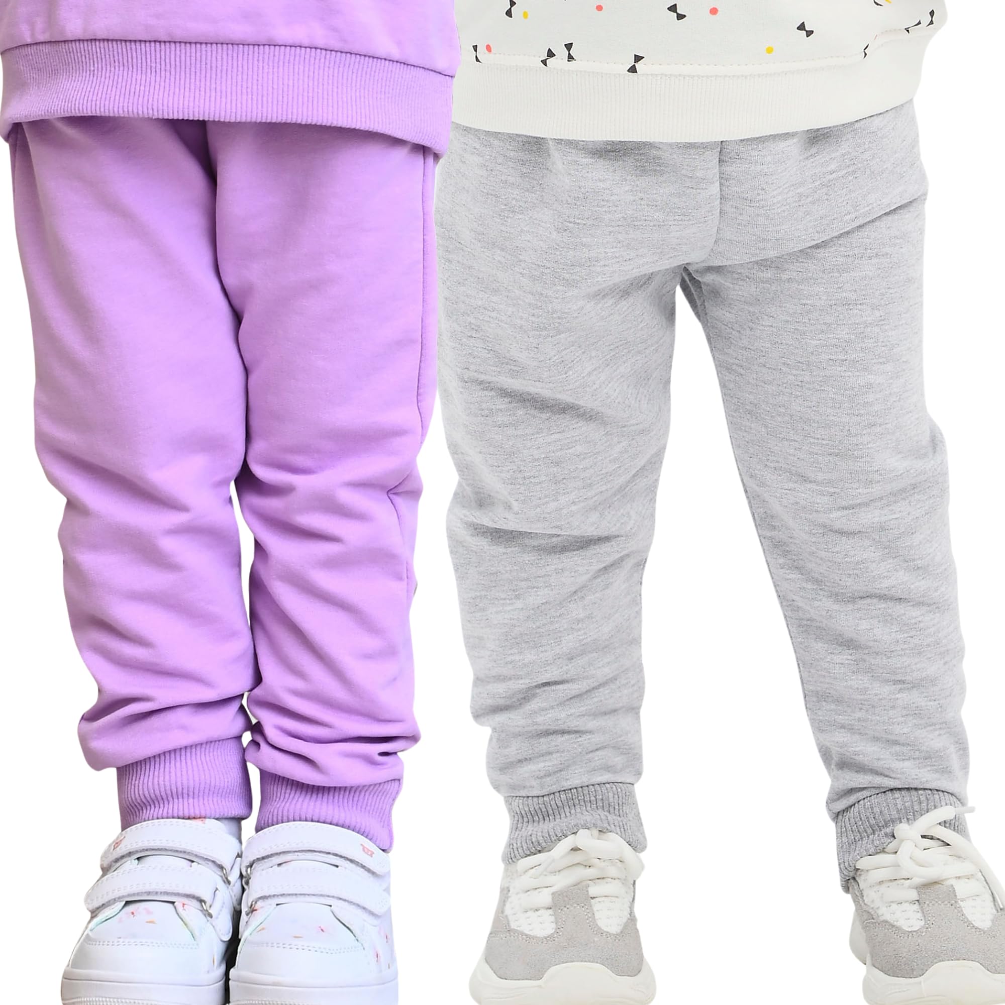 Pantaloni da bambino in 100% cotone, confezione da 2 pezzi, casual, morbidi e confortevoli, per ragazzi e ragazze