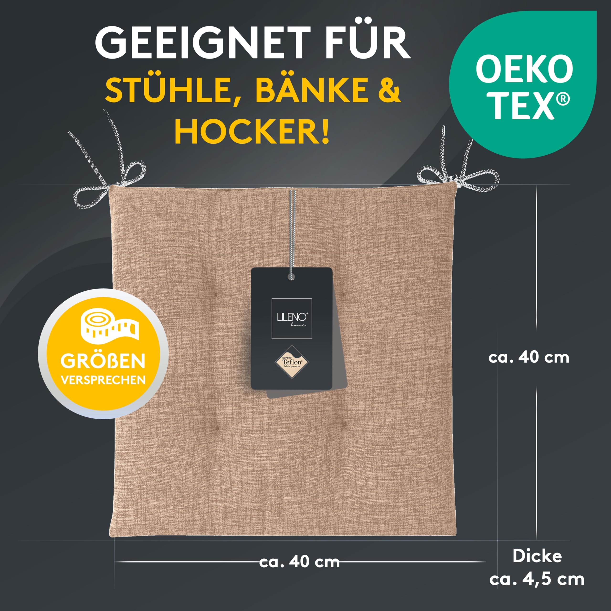 LILENO HOME Juego De 6 Cojines Para Silla, De Color Azul Oscuro