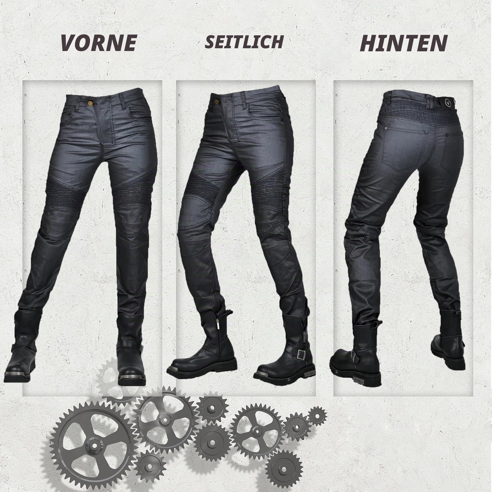 Damen Slim Fit Motorrad Jeans Mit Protektoren Knie Und Hüftprotektoren Stretch Slim Fit Denim Motorradhose Cargo Motorradjeans Schutzhose Biker Pants (M)