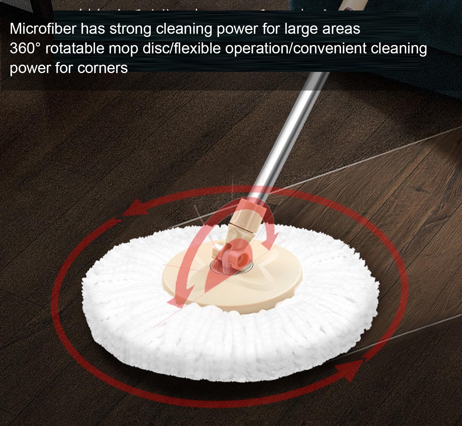 Juego de mopa y Cubo, Fregona y Cubo Giratorio de 360° con Set de apisonadora y 4 recargas de Microfibra para Limpieza de Suelos
