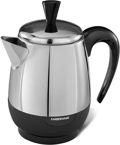 Farberware 4-Cup Stainless Steel Coffee Percolator, Automatic Keep Warm |