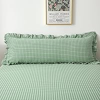 Vista 18 de Paquete de 2 fundas de almohada europeas a cuadros azul polvoriento, blanco, a cuadros, 100% algodón lavado, a cuadros, estilo francés, rústico