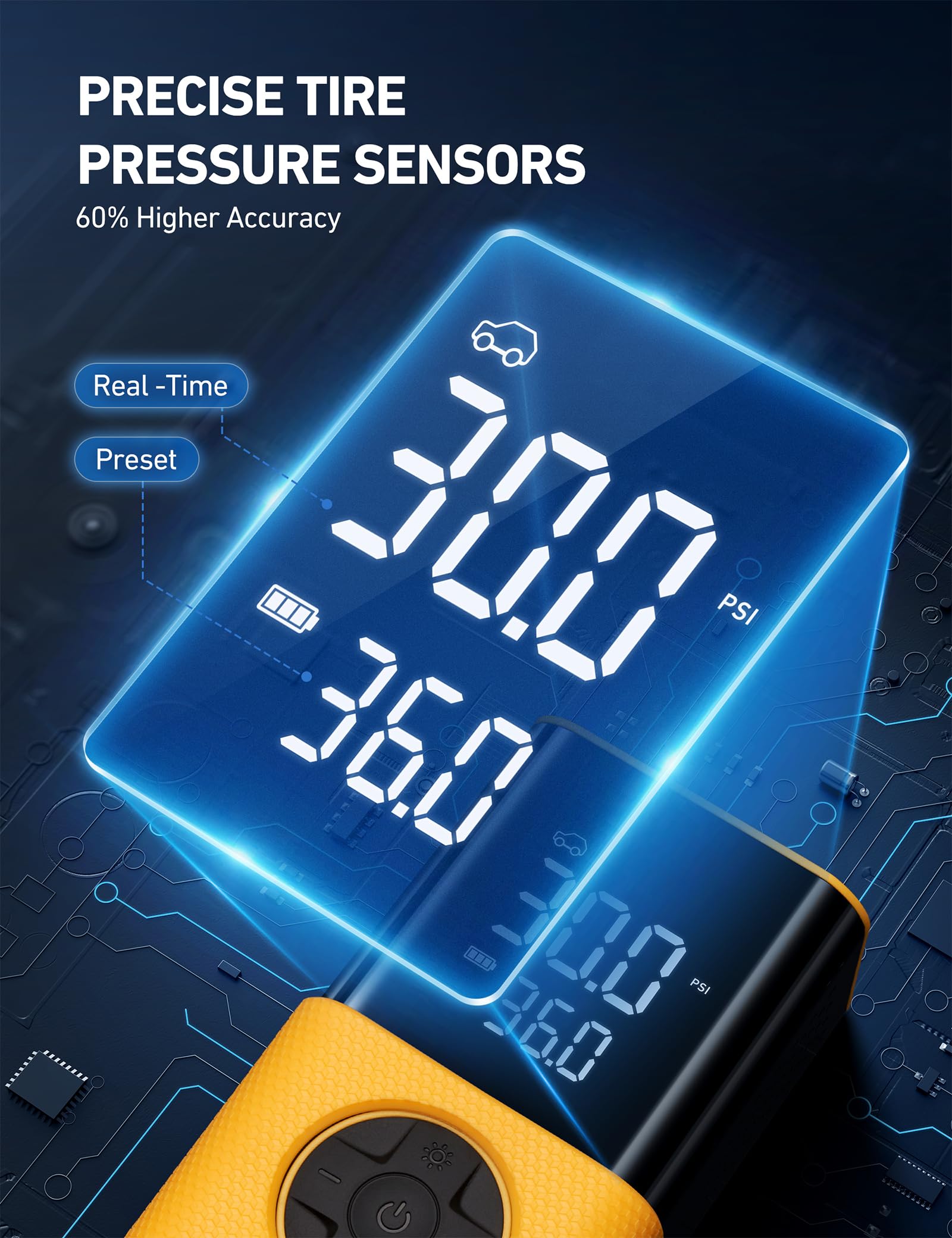 AstroAI L7S Tire Inflator Portable Air Compressor Cordless with Digital Pressure Gauge, 150 PSI LED Light Bike Air Pump with Fast Inflation & Auto view 6