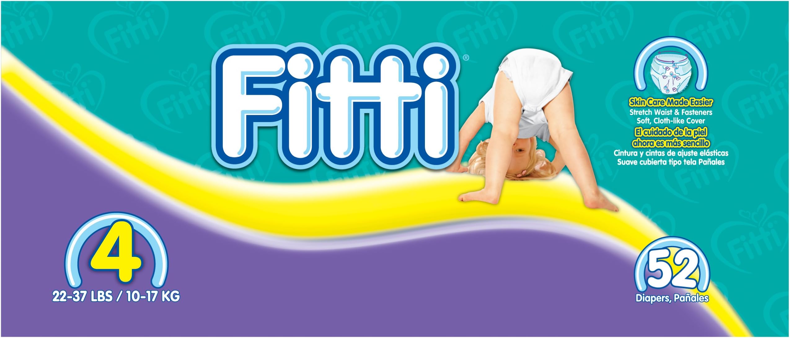 Fitti Mega Baby Diapers, Size 4, 52 Count (4-Pack) (208 Count